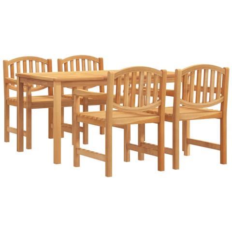 Set Da Pranzo Per Giardino 5 Pz In Legno Massello Di Teak - Foto 2