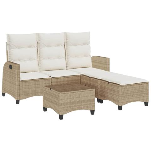 Set Divano Da Giardino 3 Pz Con Cuscini A L Beige In Polyrattan - Foto 2