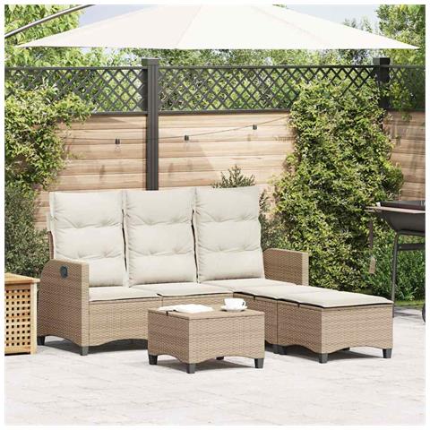 Set Divano Da Giardino 3 Pz Con Cuscini A L Beige In Polyrattan - Foto 1