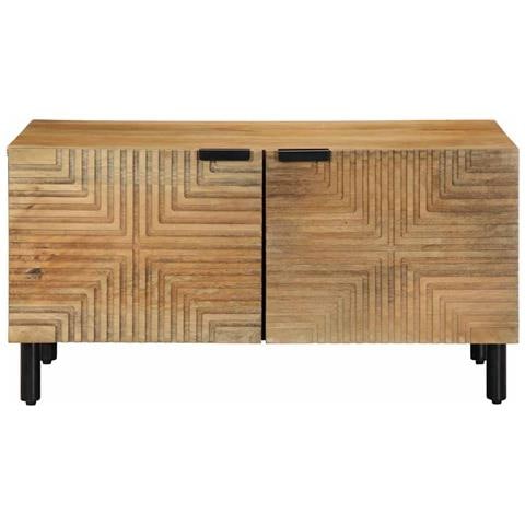 Tavolino Da Salotto Marrone 80x50x40 Cm Legno Massello Di Mango - Foto 2