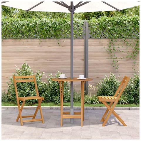 Lusso Casadino -  Tavolo Da Giardino Pieghevole 70 Cm In Massello Di Acacia - Foto 2