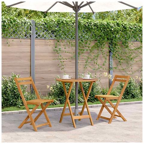 Lusso Casadino -  Tavolo Da Giardino Pieghevole 70 Cm In Massello Di Acacia - Foto 8