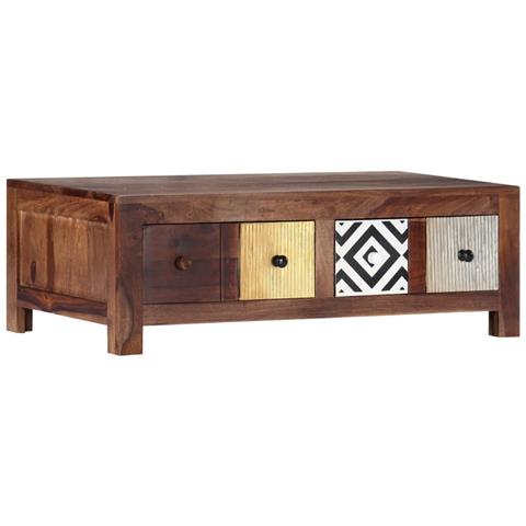 Lusso Casadino -  Tavolino Da Salotto 90x50x30 Cm In Legno Massello Di Acacia - Foto 8