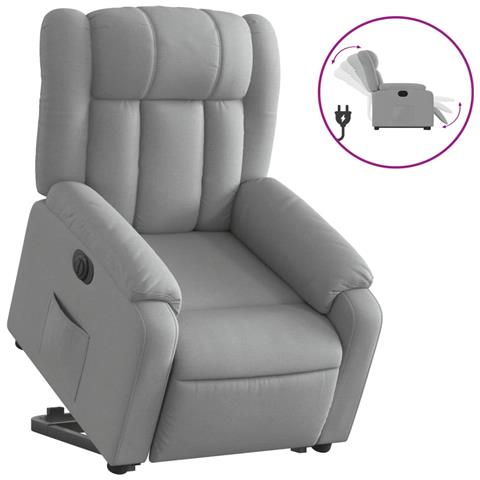 Lusso Casadino - Poltrona Reclinante Alzapersona Elettrica Grigio Chiaro Tessuto - Foto 1