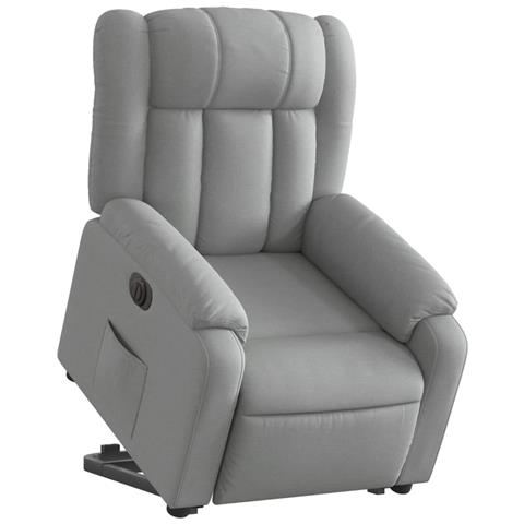 Lusso Casadino - Poltrona Reclinante Alzapersona Elettrica Grigio Chiaro Tessuto - Foto 2