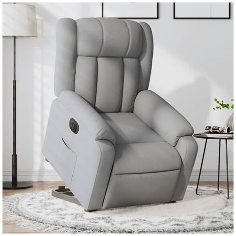 Lusso Casadino - Poltrona Reclinante Alzapersona Elettrica Grigio Chiaro Tessuto - Foto 8