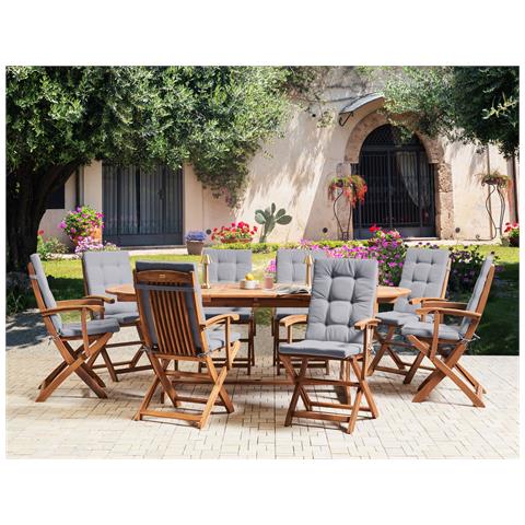 Set Da Pranzo Da Giardino 8 Posti Maui Premium Legno D \'acacia Grigio Chiaro - Foto 1