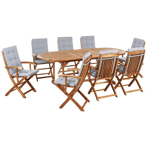 Set Da Pranzo Da Giardino 8 Posti Maui Premium Legno D \'acacia Grigio Chiaro - Foto 2