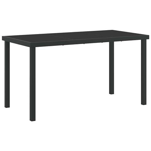Set da Pranzo da Giardino in 5 Pezzi con Cuscini Grigio Poly Rattan, Tavolo da Giardino Nero 140x80x73 cm Vetro Temperato - Foto 1