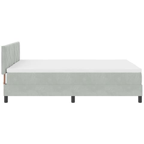 Letto con rete a molle e materasso Grigio Chiaro 160x200 cm Velluto - Foto 9