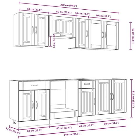 Set Mobili da Cucina 8 pz Kalmar Rovere Sonoma in Truciolato - Foto 9