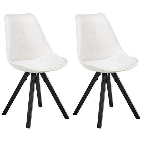 Set Di 2 Sedie Da Pranzo Hedley Tessuto Beige Chiaro - Foto 2
