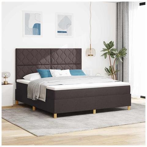 Letto a molle con materasso Marrone scuro 180 x 200 cm Tessuto - Foto 2