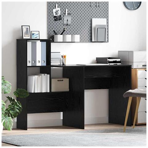 Scrivania Rovere nero 131.5 x 50 x 106.5 cm Legno multistrato - Foto 2