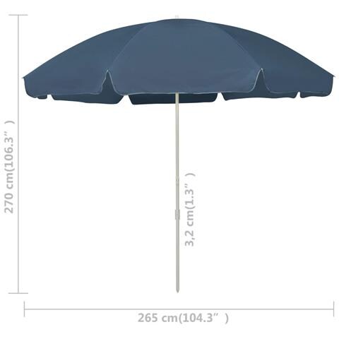 Ombrellone Da Spiaggia Blu 300 Cm - Foto 6