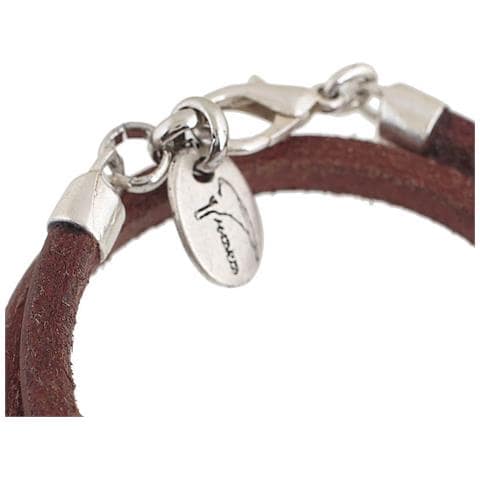 Bracciale A Doppia Stella, Argento E Pelle, 6 Mm - Foto 2