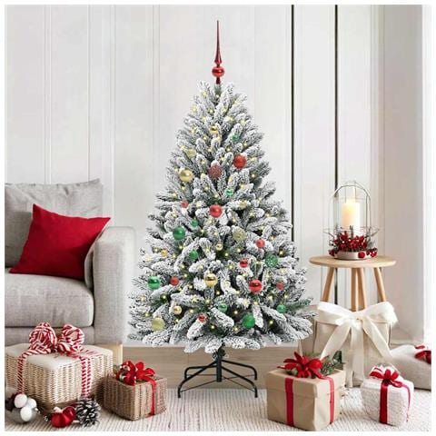Albero di Natale artificiale con 150 LED Verde e Bianco 150 cm - Foto 2