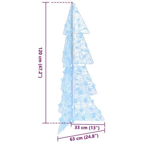 Albero di Natale con 100 LED Bianco Freddo 120 cm Acrilico - Foto 8