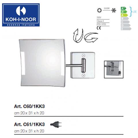 Specchio Ingranditore,  , Serie Quadrolo Led, Modello C60 - Cromo Ingrandimento X3 A Magazzino - Foto 1