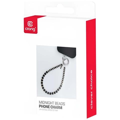 Cinturino Per Telefono Con Perle Nere E Cristalli Scintillanti, Nero - Foto 5