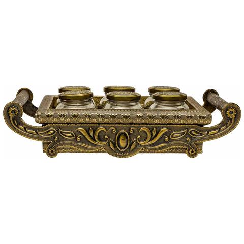 Vassoio In Metallo Goffrato Color Rame 46x26x7h - Foto 2