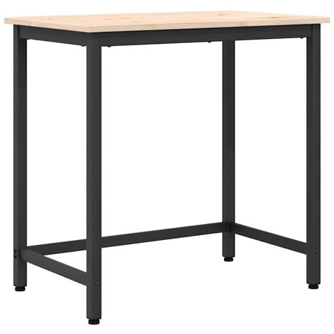 tavolo Naturale 80 x 50 x 77 cm Legno ingegnerizzato e acciaio - Foto 1
