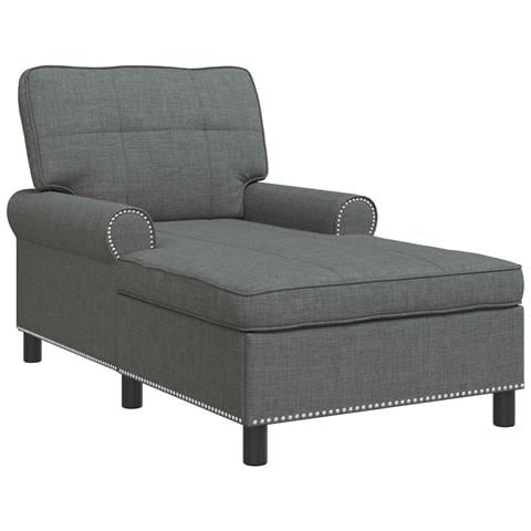 Chaise Lounge con cuscino Grigio scuro 91 x 157 x 91 cm Tessuto - Foto 1