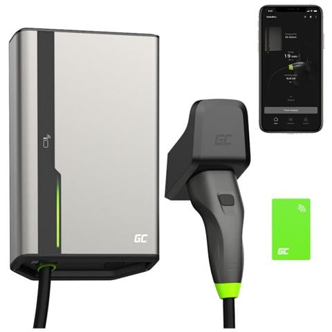 GC EVGC021B2250 - Wallbox, 3,6 - 22 KW, 5 m, NFC Grigio Alluminio Parete Display incorporato LED - Foto 1