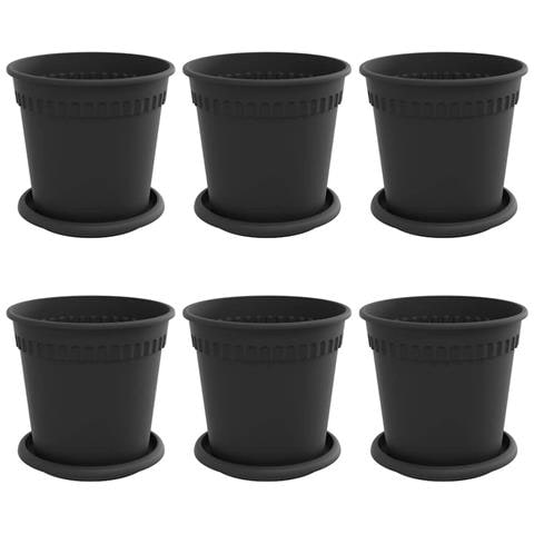Vasi per Piante 6 pcs Nero Ø 17 x 14 cm Plastica - Foto 1