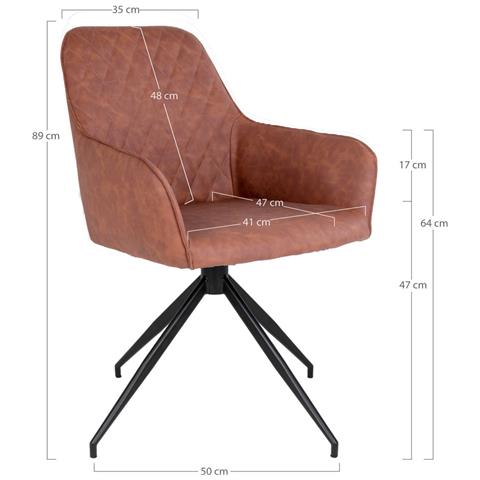 Sedia Harbo-marrone-similpelle-62x56x89 Cm - Foto 2