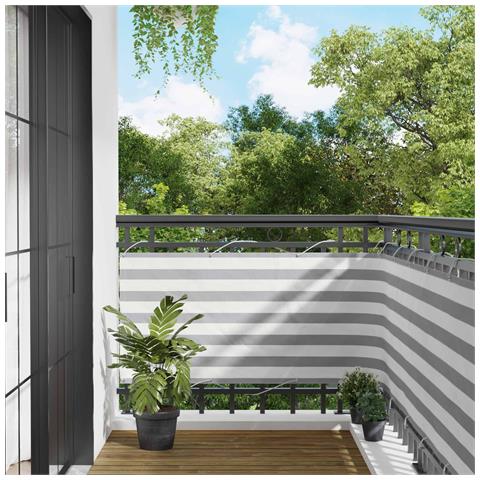 Schermo da balcone Grigio chiaro e bianco 75 x 1000 cm - Foto 2