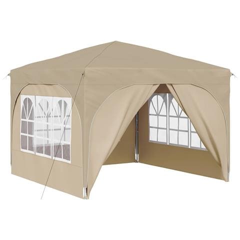 Tenda per feste a pop-up 290 x 290 x 245 cm Crema - Foto 1