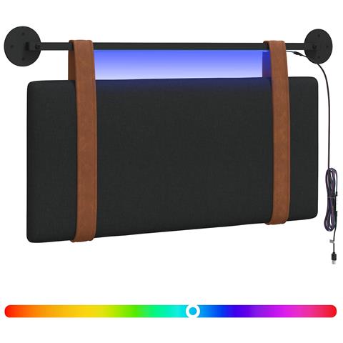 Testiera sospesa Con luce LED Nero PU Antico - Foto 1