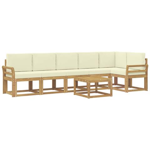 Set di divani da esterno 7 pcs Bianco e Crema Poliestere - Foto 1