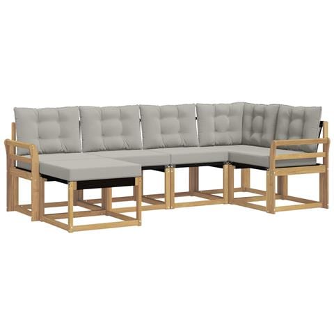 Set di divani da esterno 6 pcs Bianco e Grigio Chiaro - Foto 1