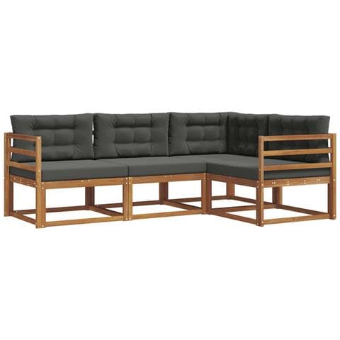 Set di divani da esterno con cuscino 4 pcs Naturale e Antracite - Foto 1