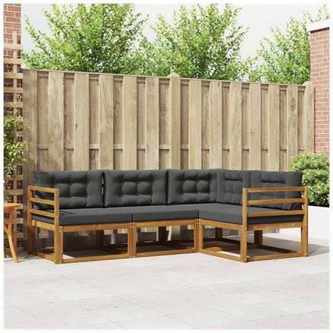 Set di divani da esterno con cuscino 4 pcs Naturale e Antracite - Foto 2