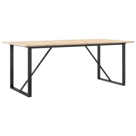 Tavolo da Pranzo Telaio a O 200x100x75 cm Legno Pino e Acciaio - Foto 1