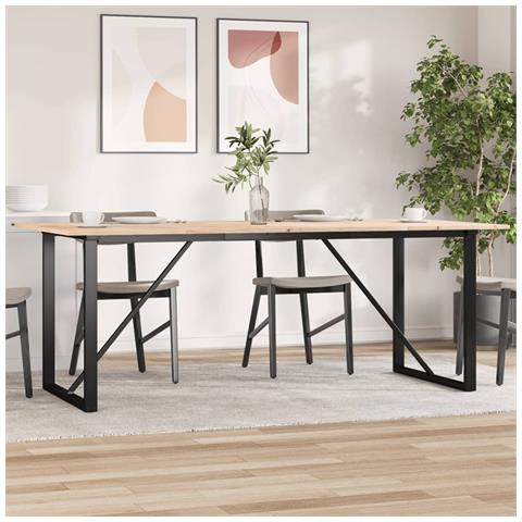 Tavolo da Pranzo Telaio a O 200x100x75 cm Legno Pino e Acciaio - Foto 2