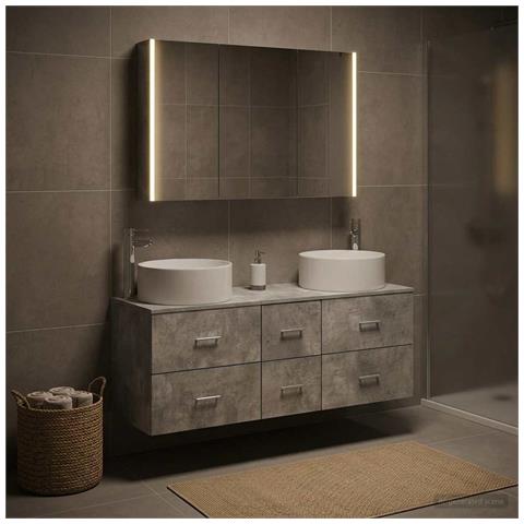 Set di mobili per il bagno 4 pcs Grigio Cemento - Foto 2