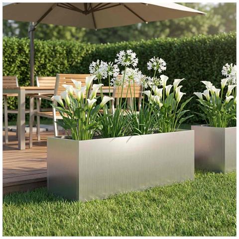 Vaso da giardino Argento 60 x 20 x 20 cm Acciaio zincato - Foto 2