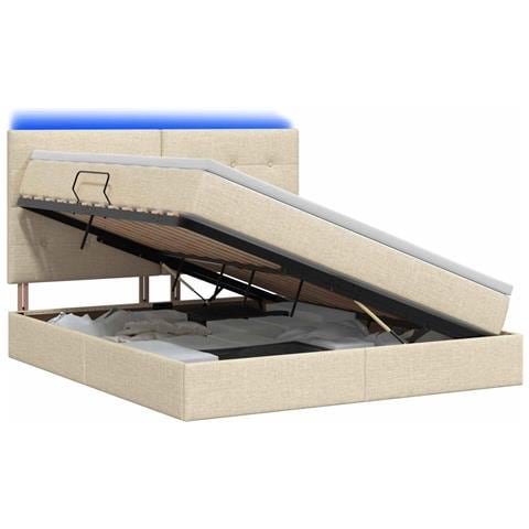 Letto con contenitore LED e materasso Crema 140 x 200 cm - Foto 1