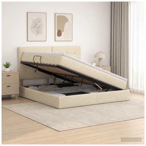 Letto con contenitore LED e materasso Crema 140 x 200 cm - Foto 2