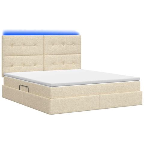Letto con contenitore LED e materasso Crema 140 x 200 cm - Foto 9