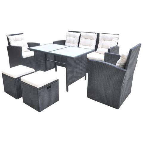 18 Pz Set Mobili Da Giardino In Polirattan Nero - Foto 1