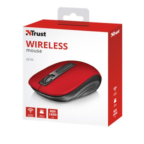 Aera RF Wireless 1600DPI Ambidestro Nero, Rosso mouse - Foto 2
