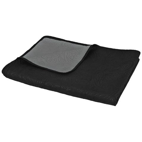 Copriletto Double-face Trapuntato 170x210 Cm Grigio E Nero - Foto 2