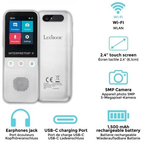Interpretor 2 Traducteur Vocal Instantan Bas Sur L'intelligence Artificielle - 137 Langues Avec Appareil Photo - Foto 1