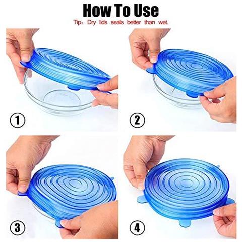 Silicone Stretch Coperchi 12 Confezione Da Calotte Alimentari Bpa Libera E Espandibile Per Le Varie Forma Di Contenitori Piatti Ciotole Cassetta Di Sicurezza In Lavastoviglie Microonde E Congelatore - Foto 4