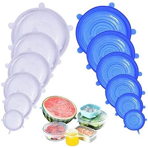 Silicone Stretch Coperchi 12 Confezione Da Calotte Alimentari Bpa Libera E Espandibile Per Le Varie Forma Di Contenitori Piatti Ciotole Cassetta Di Sicurezza In Lavastoviglie Microonde E Congelatore - Foto 1